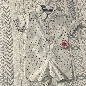White Anchor Print Kids Shirt by